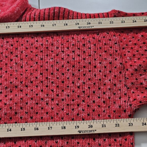 Ellesse Sweater Women 18/XL Red Black LS Vintage Preppy Wool Blend 1/4 Zip Boho - Picture 5 of 15